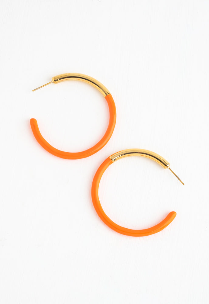 Dipped Tube Hoops - Enamel/Oil Dip in Burnt Orange