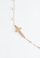 Floating cross, o-centered on chain with loosely spaced pearls necklace