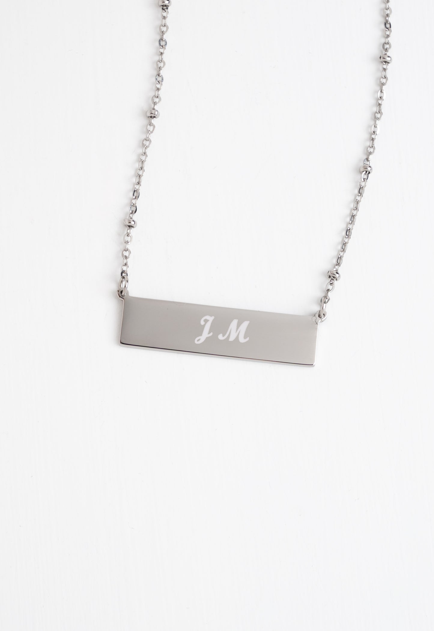 Engravable Silver Bar Necklace