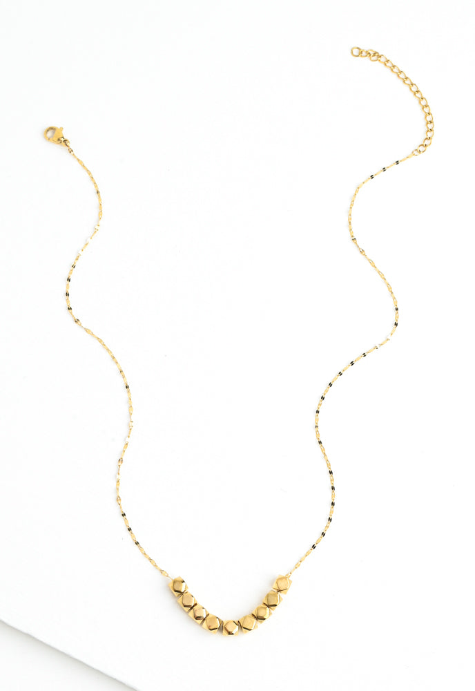 Match specs of ZANG GOLD BLOCK NECKLACE with bead shape of NEC-2733