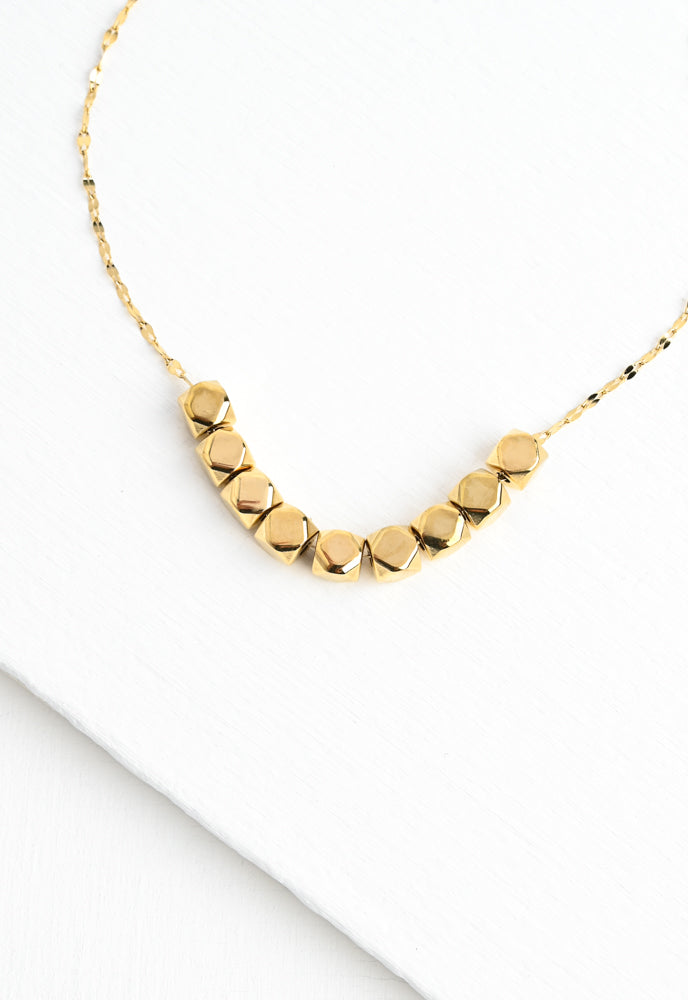 Match specs of ZANG GOLD BLOCK NECKLACE with bead shape of NEC-2733