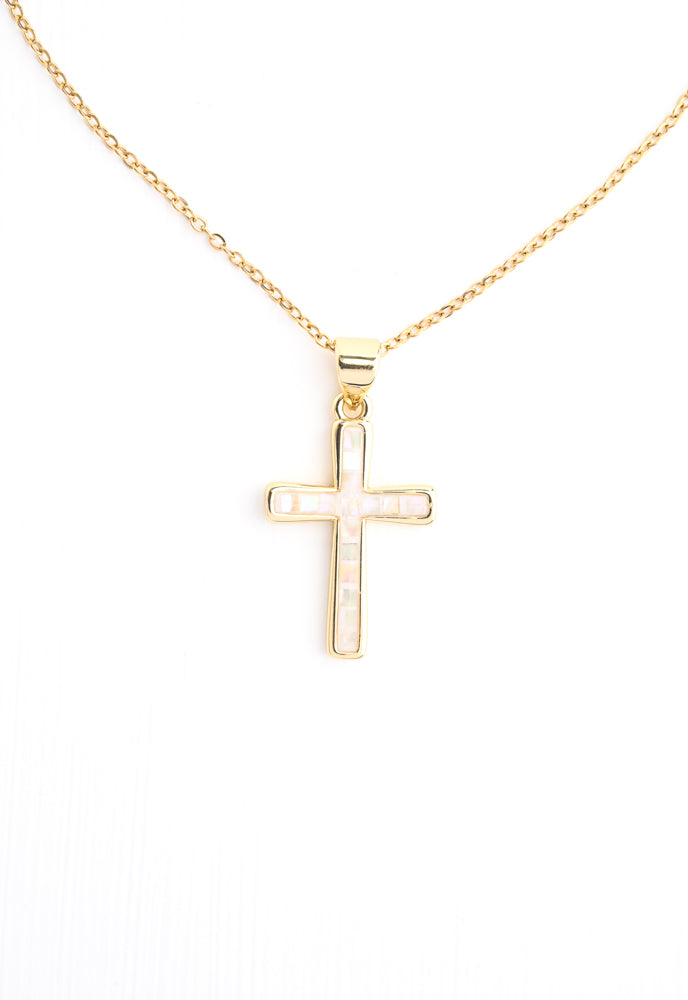 Mother of pearl cross necklace
