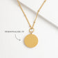 Engravable Round Pendant Gold Necklace