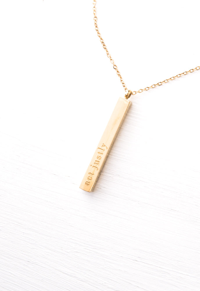 Give Justice Gold Bar Necklace