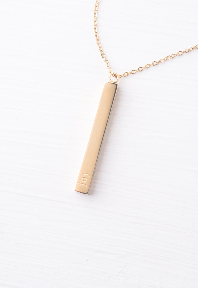 Give Joy Gold Bar Necklace