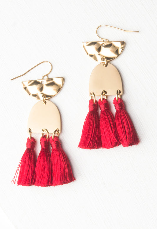 Amelia Red Tassel Earrings