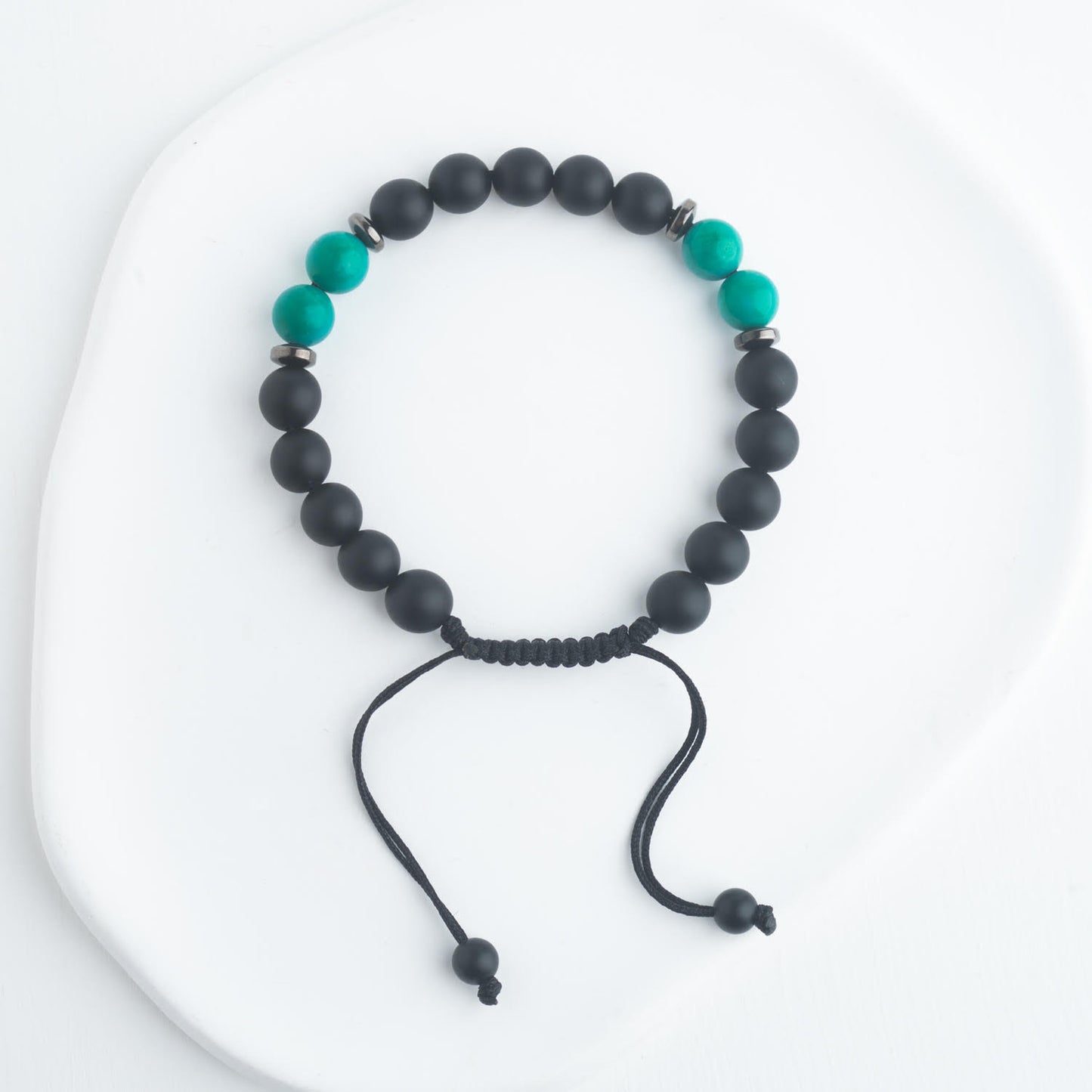 TCH-5&2-JL-BR-BK-0-00 5 & 2 Teal/Black Unisex Bracelet