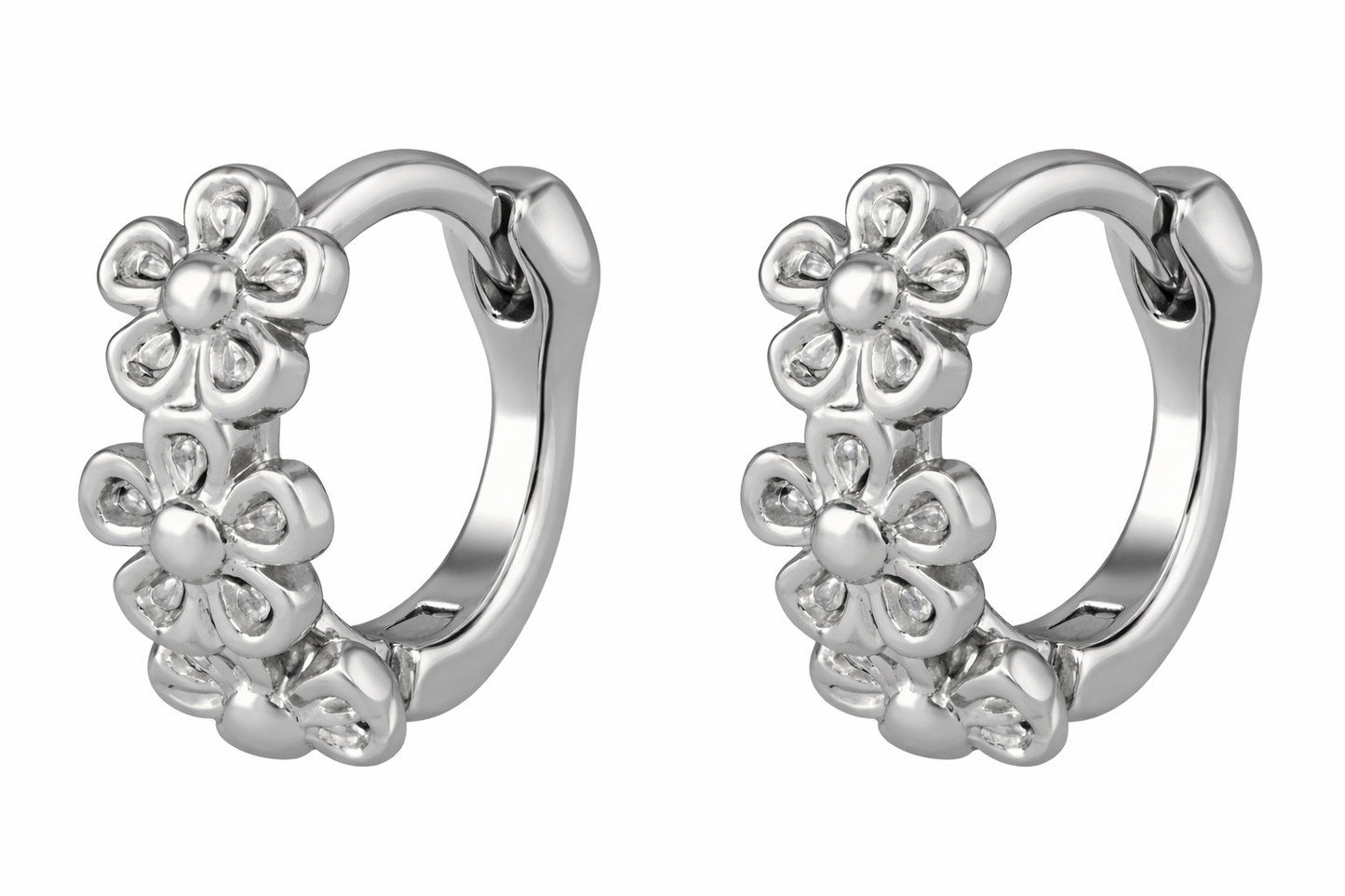 Flower huggie hoops