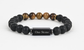 Tiger eyes and Black agate beads-Men’s Beaded Bracelet– Elastic