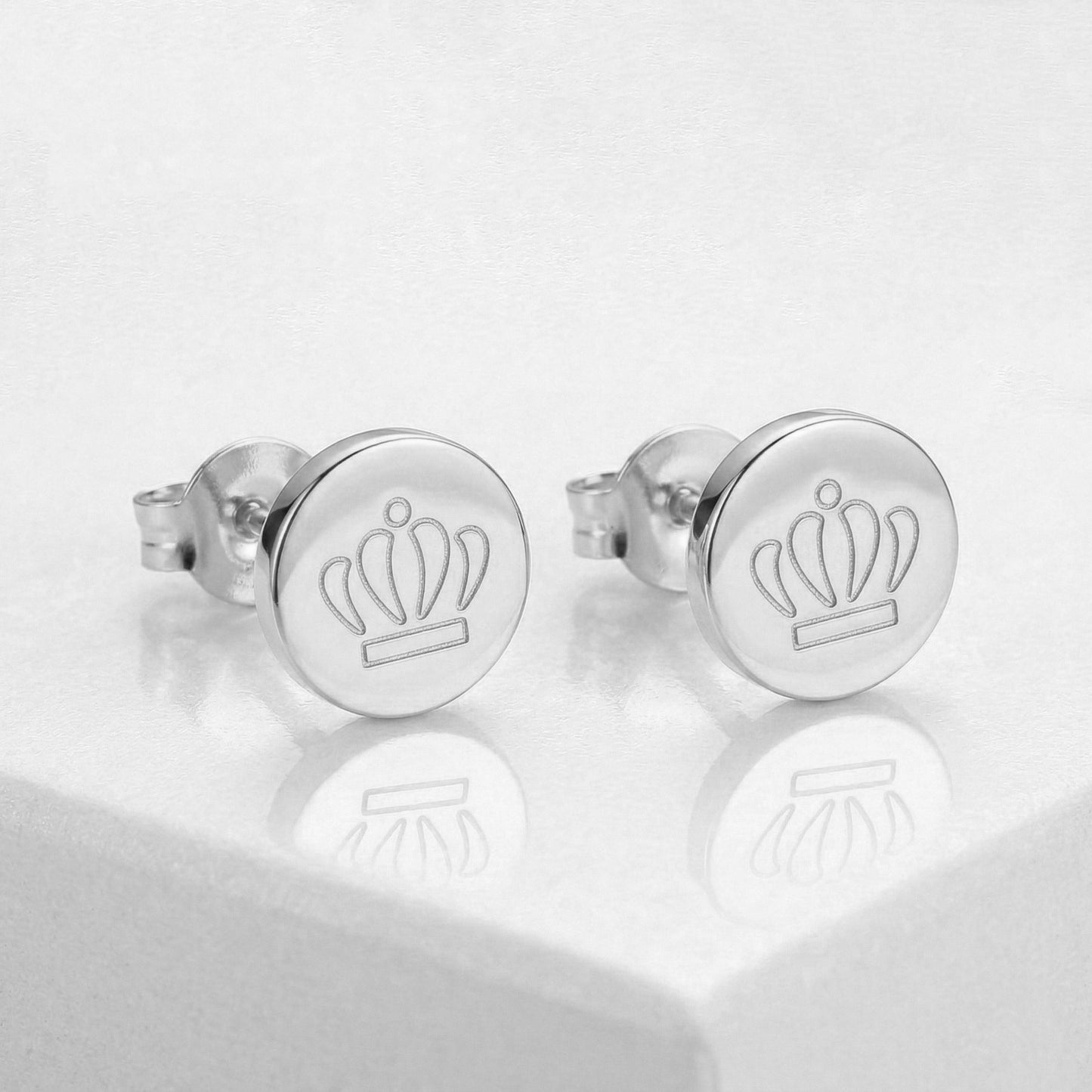 Silver crown studs