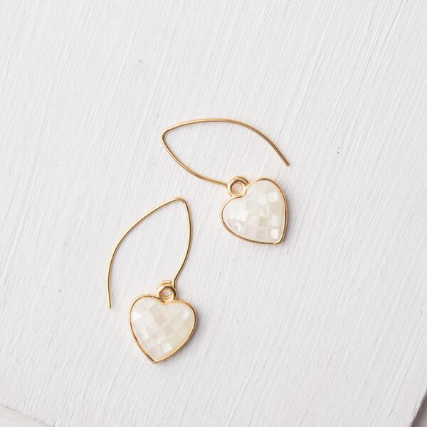 Azure Heart Earrings in Mother of Pearl