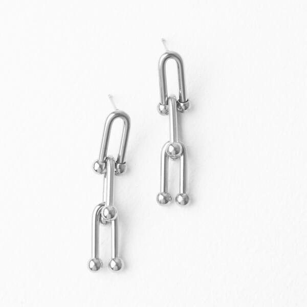 U Link Chain Earrings in Silver