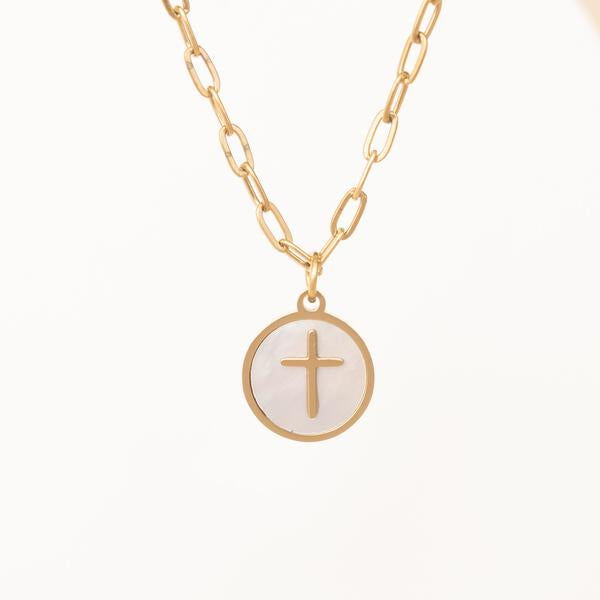 Reflection Mother of Pearl Cross Necklace