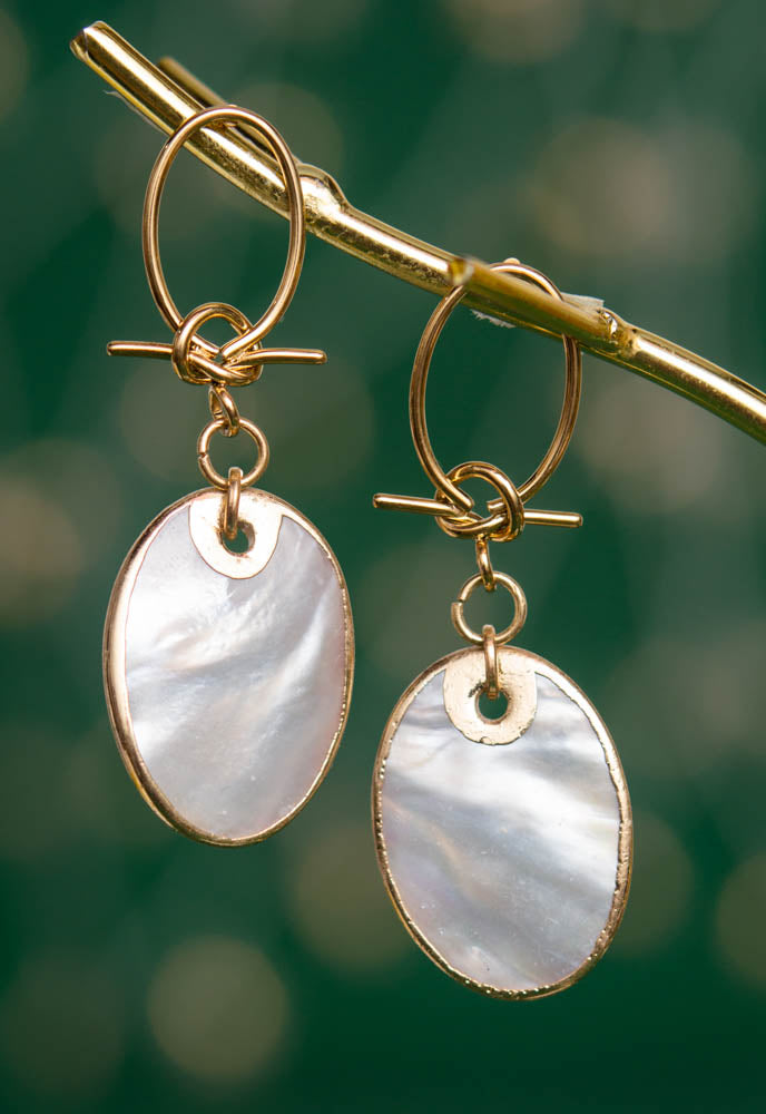 Iridescent Cloud Mother of Pearl Earrings