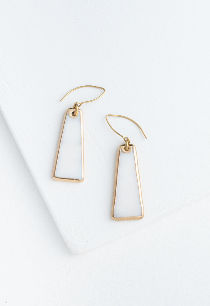 Pillar Mother of Pearl Earrings in Gold