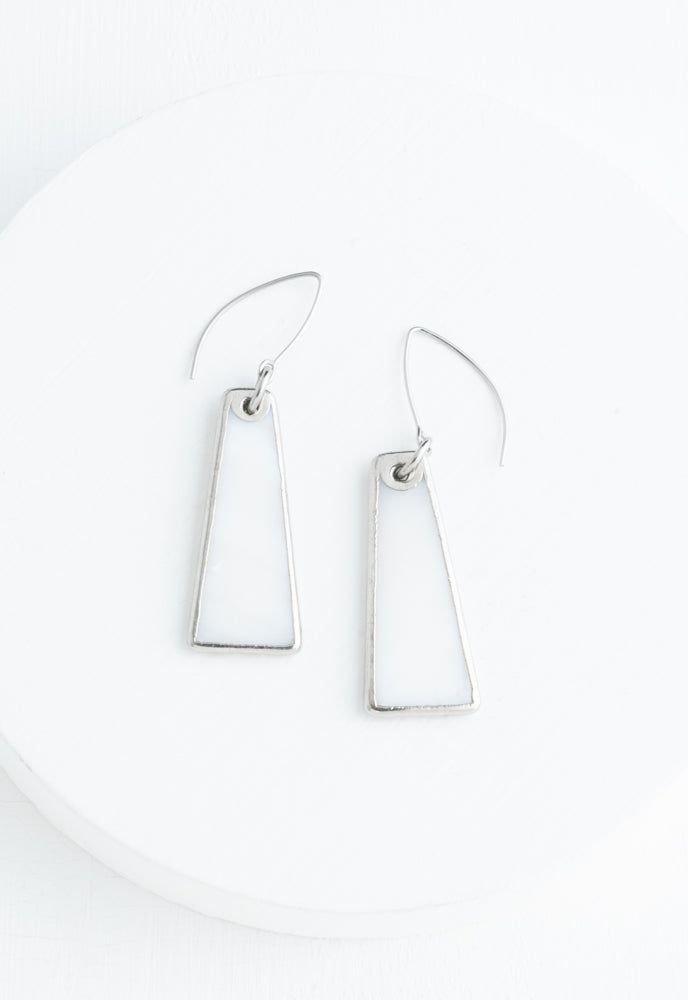 Pillar Mother of Pearl Earrings in Silver