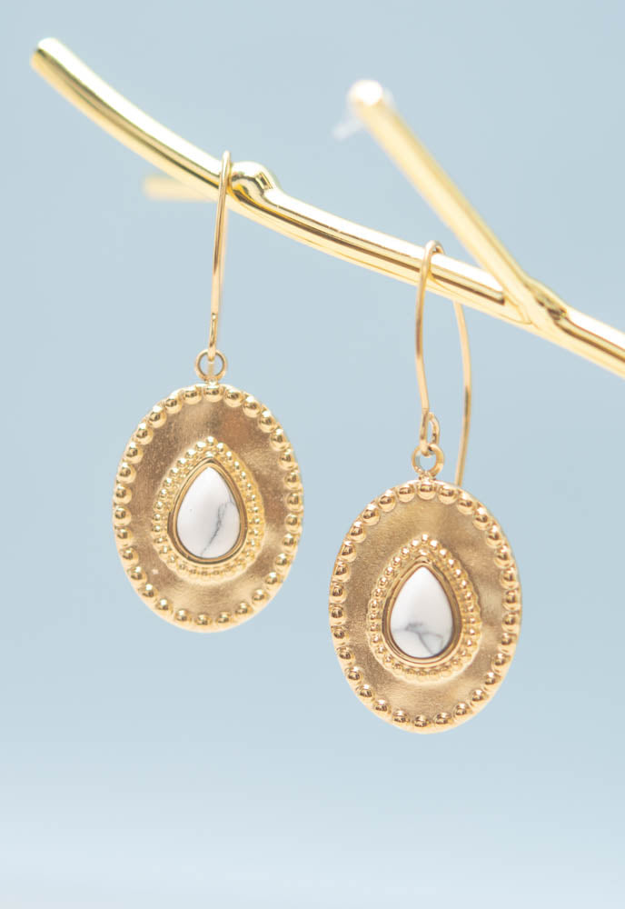 Protected Earrings in White Turquoise