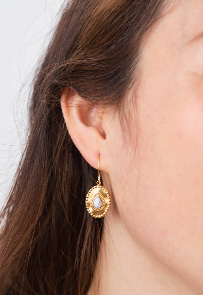 Protected Earrings in White Turquoise