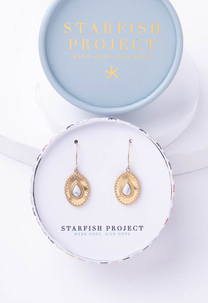 Protected Earrings in White Turquoise