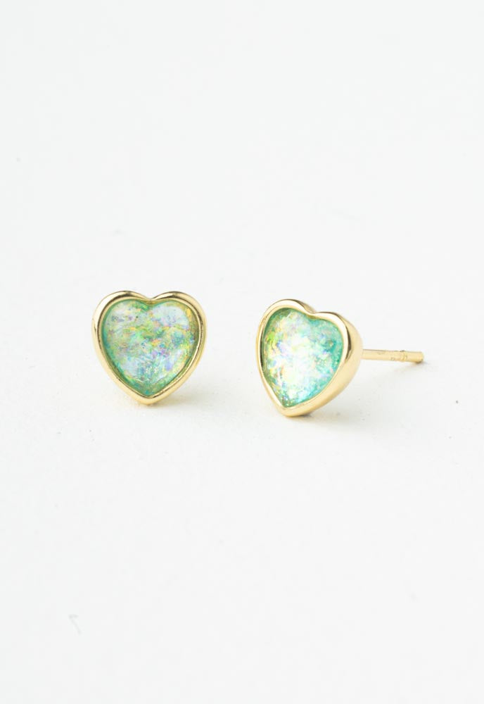 Hopeful Heart Studs in Aqua