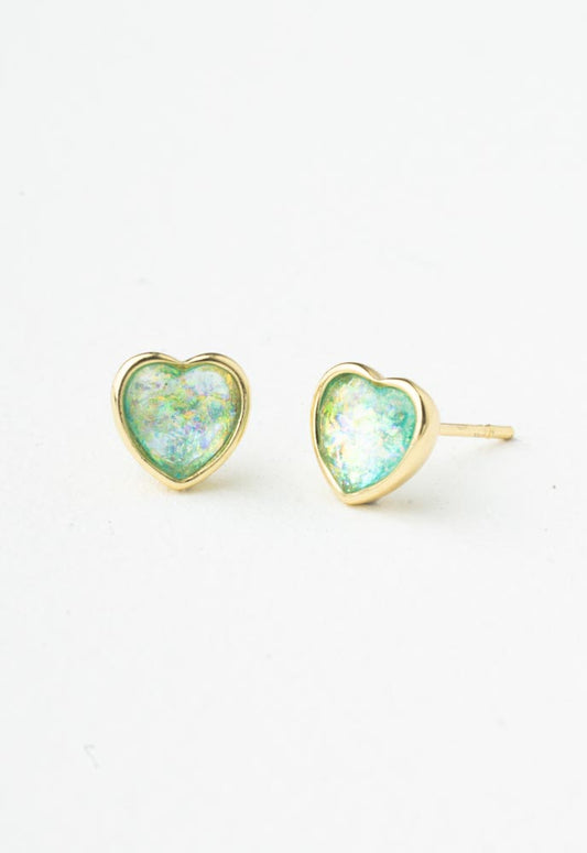 Hopeful Heart Studs in Aqua