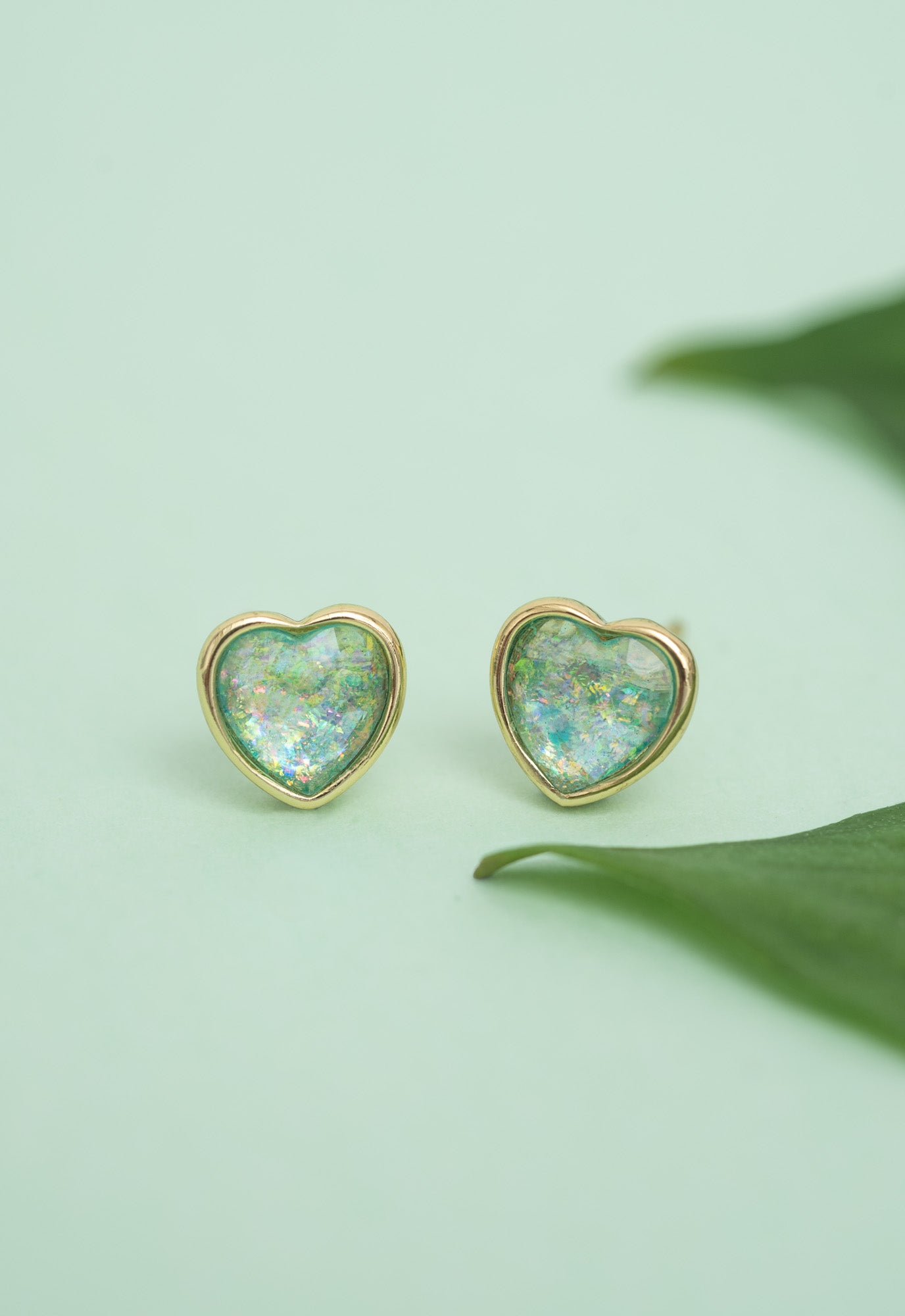 Hopeful Heart Studs in Aqua