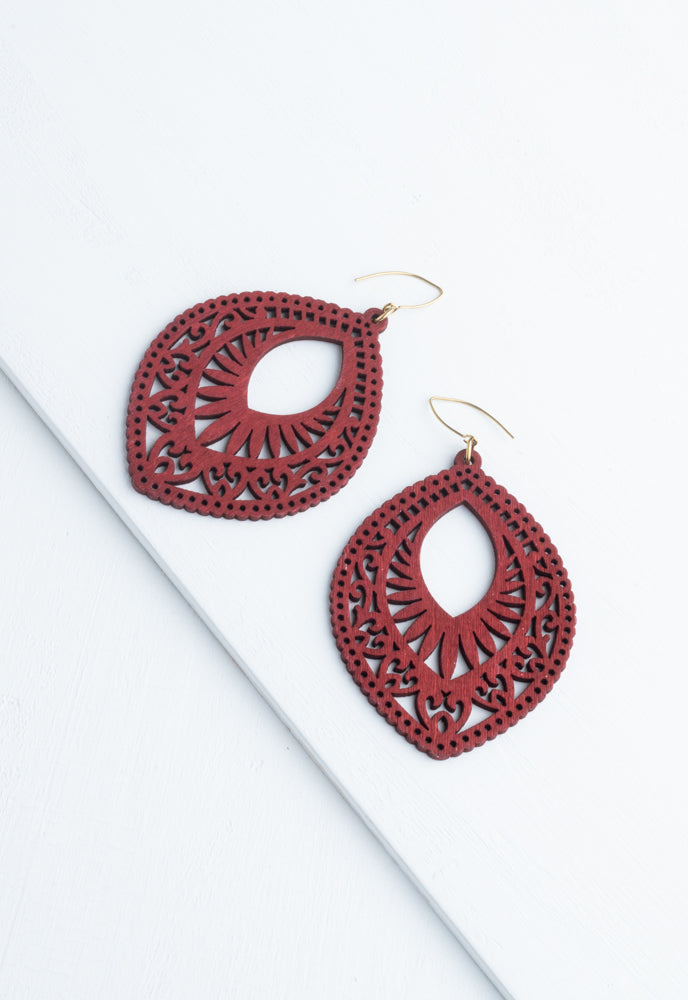 Crimson Wood Earrings