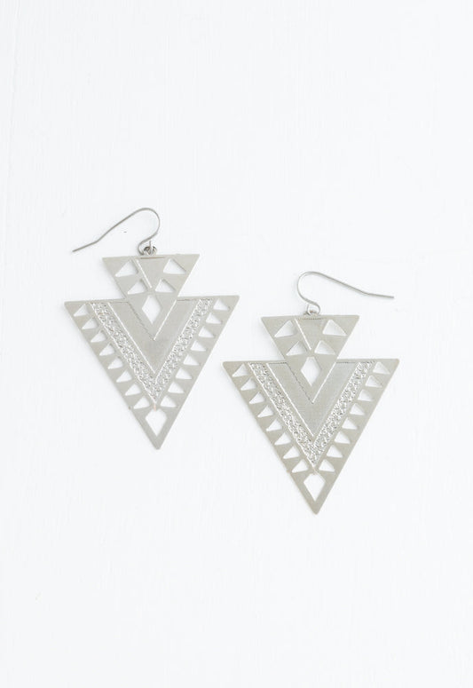 CiCi Silver Geometric Dangle Earrings