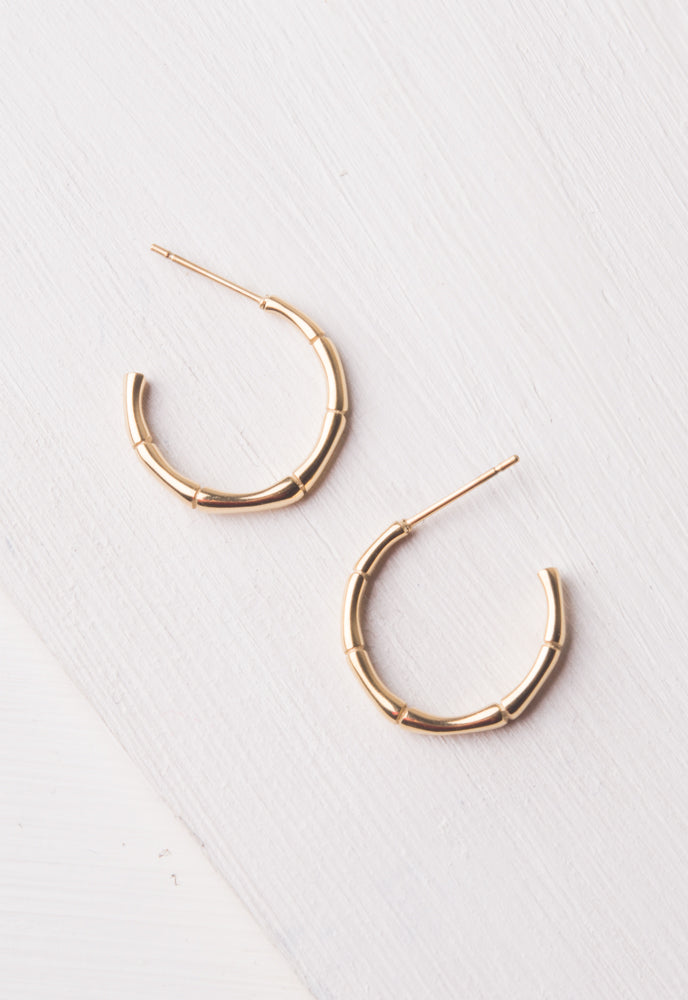 Golden Bamboo Hoop Earrings