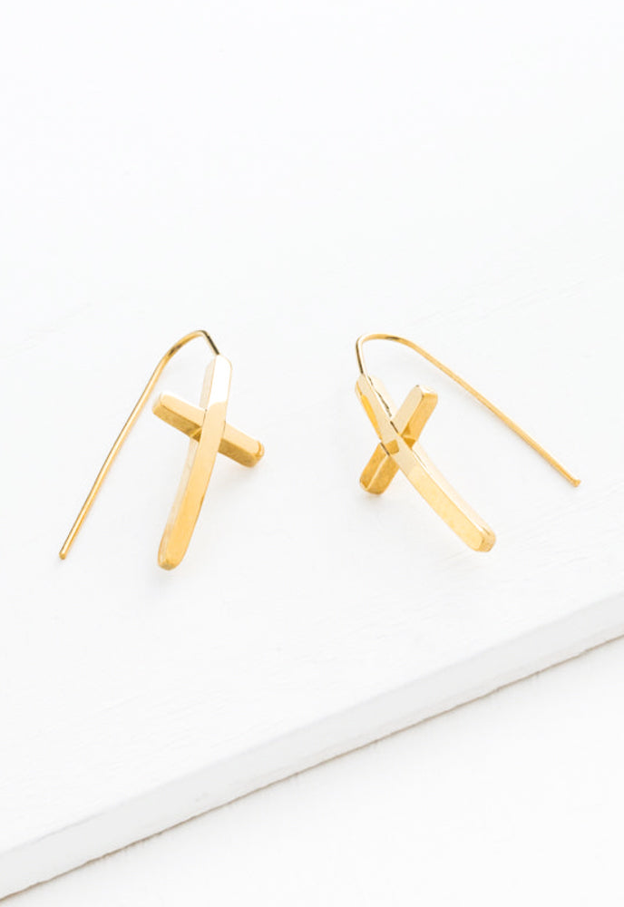 Magdalene Gold Cross Earrings
