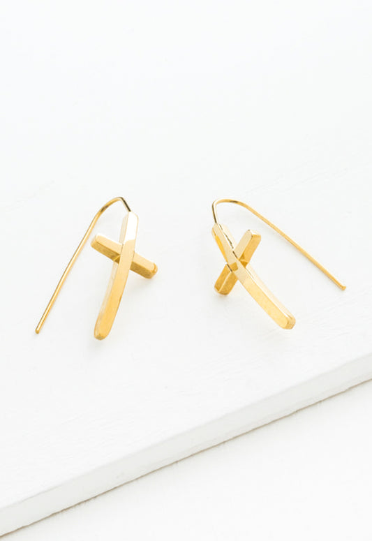Magdalene Gold Cross Earrings