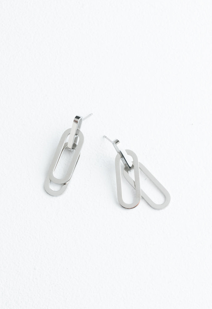 Georgie Paperclip Earrings in Silver