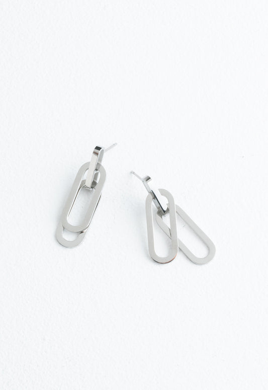 Georgie Paperclip Earrings in Silver