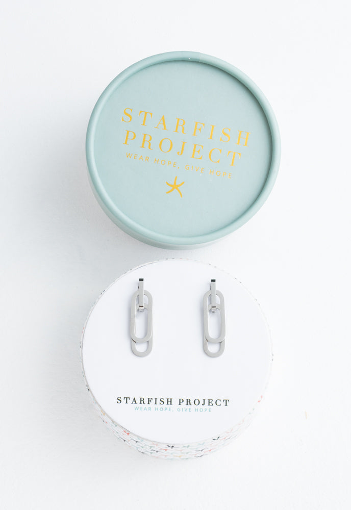 Georgie Paperclip Earrings in Silver