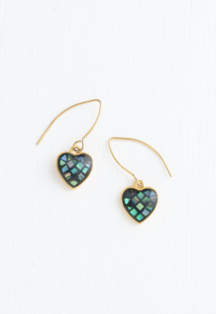 Azure Abalone Heart Earrings