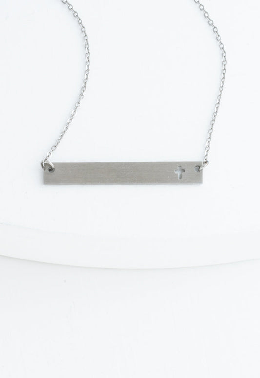 Layla Silver Cross Bar Necklace