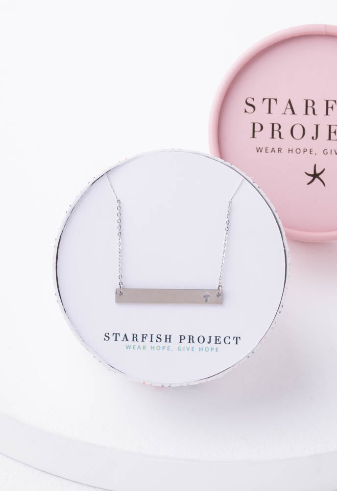 Layla Silver Cross Bar Necklace