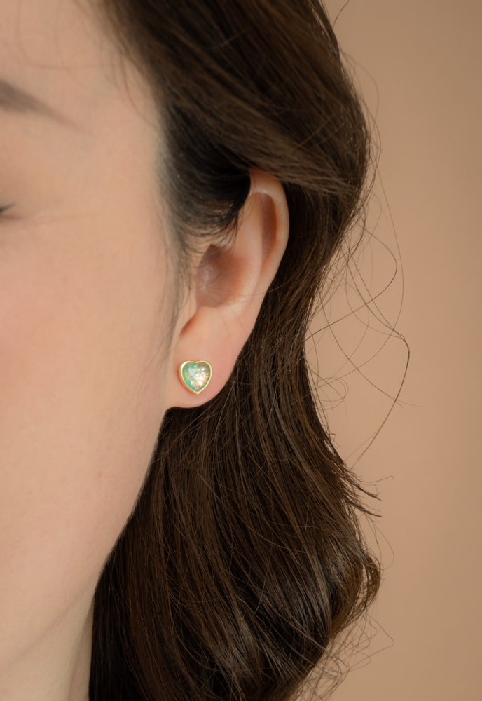 Hopeful Heart Studs in Aqua