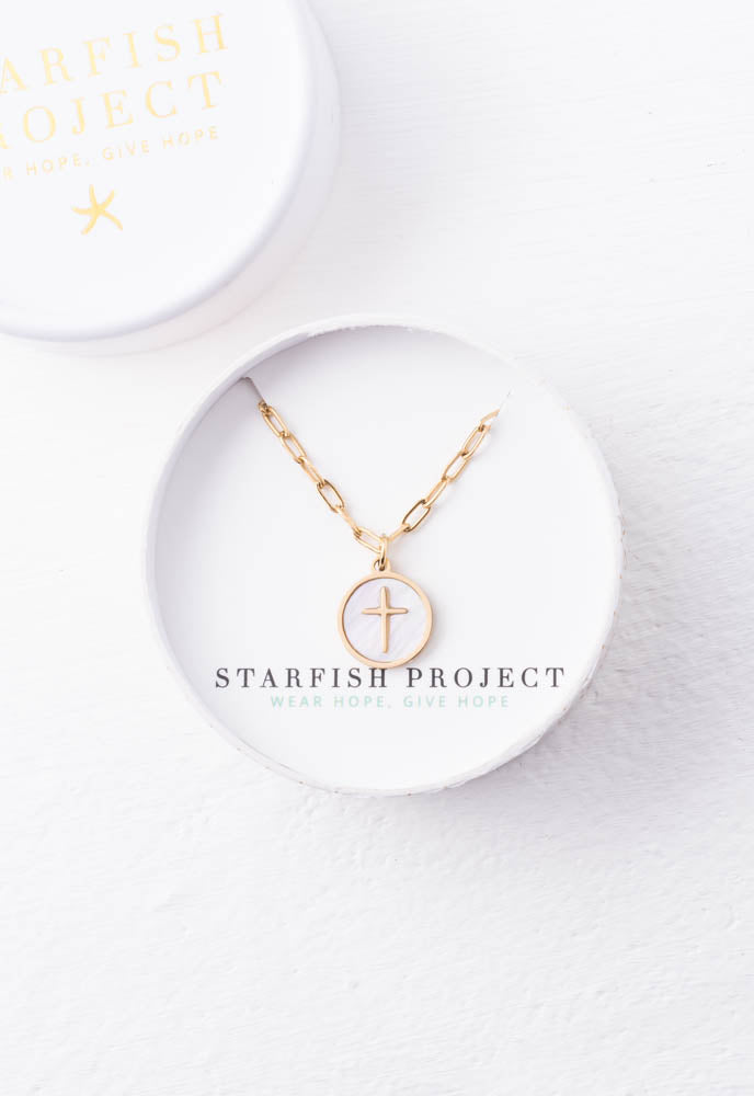 Reflection Mother of Pearl Cross Necklace