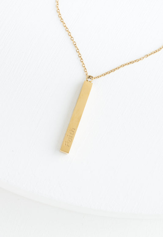 Faith, Hope, Love Gold Bar Necklace
