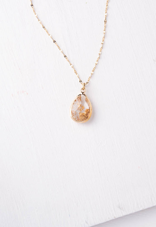 Tanya Blush Glass & Gold Pendant Necklace