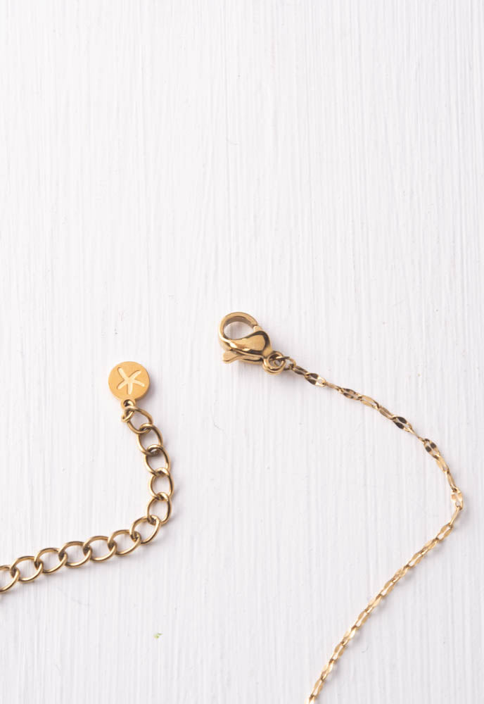 Tanya Blush Glass & Gold Pendant Necklace