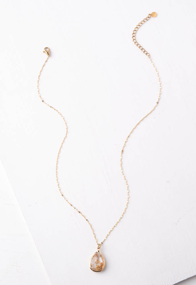 Tanya Blush Glass & Gold Pendant Necklace