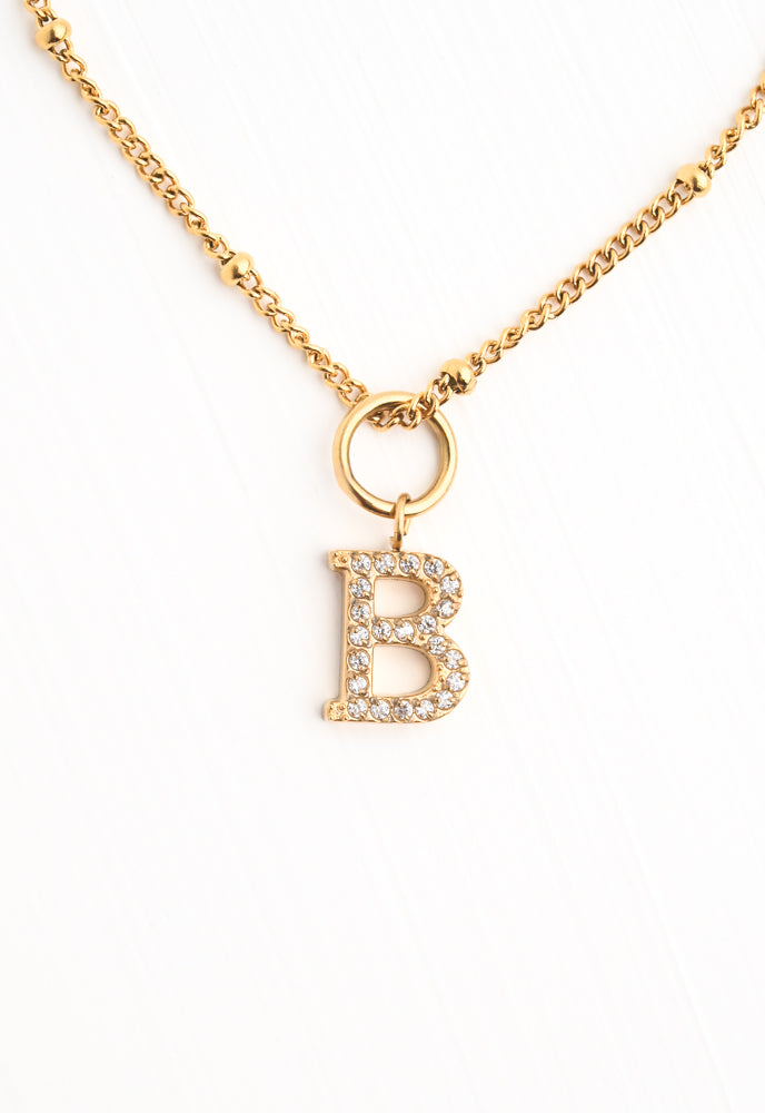 Initial Gold Necklace- Single Charm