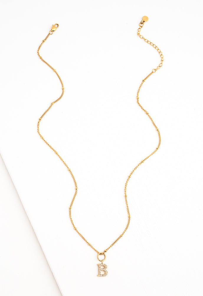 Initial Gold Necklace- Single Charm