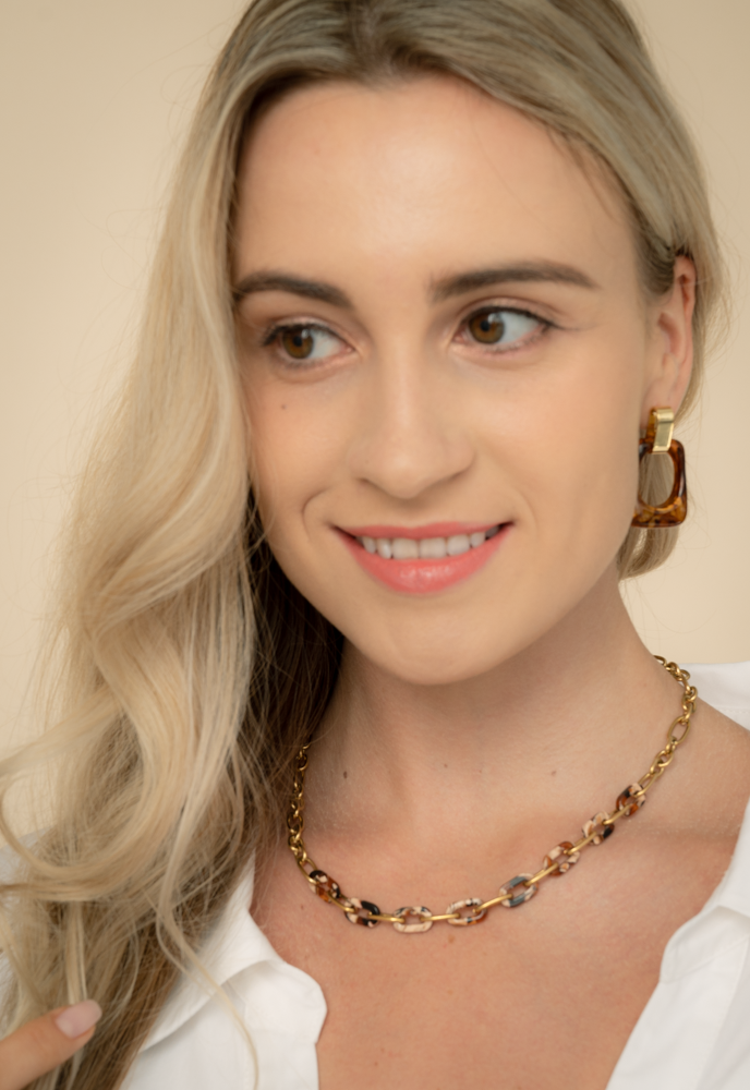 Legacy Geometric Earrings in Amber