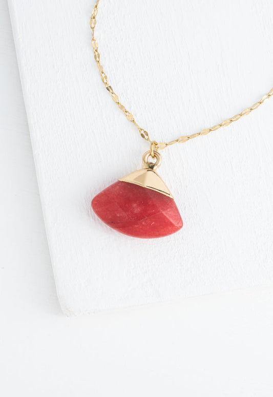 Fan Drop Necklace in Crimson