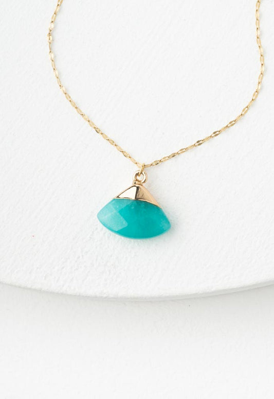 Fan Drop Necklace in Aqua