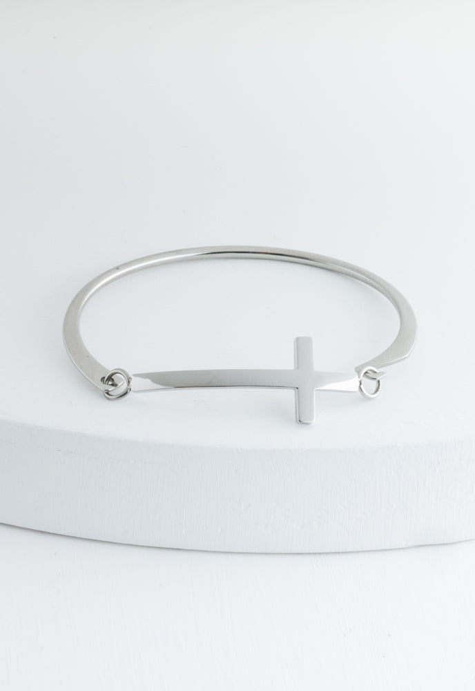 Faithfully Yours Cross Bracelet in Silver
