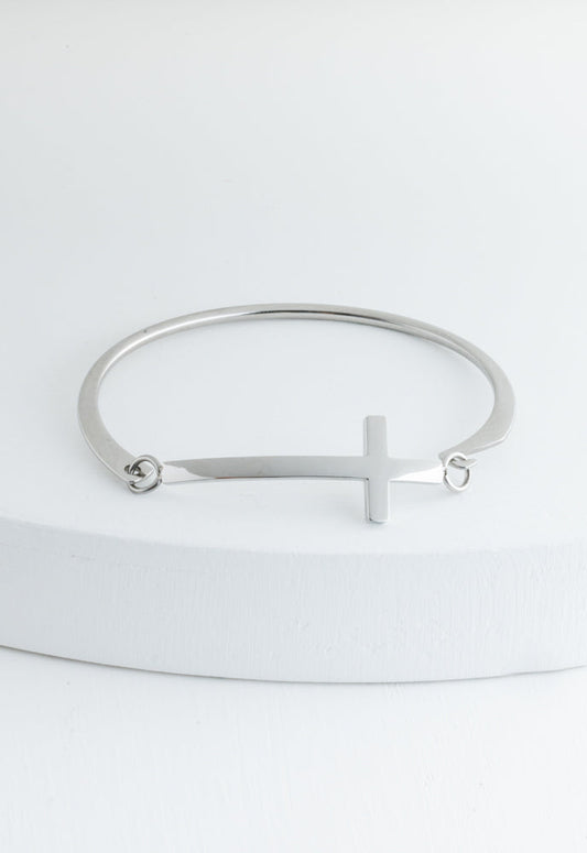 Faithfully Yours Cross Bracelet in Silver
